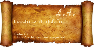Loschitz Arikán névjegykártya